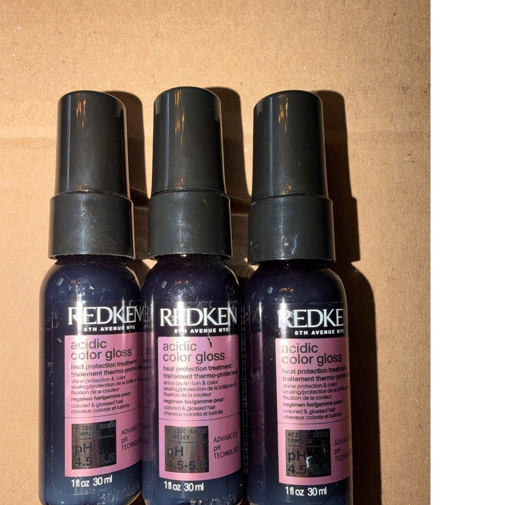 Redken Acidic Color Gloss Heat Protection Treatment Set of 3 pH hair Travel Size